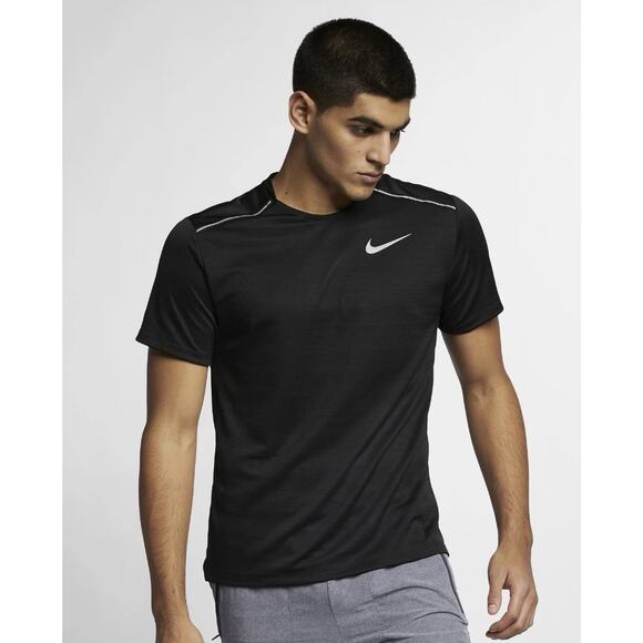 Nike Mens Dri Fit Miler‎ Running Shirt XL AJ7565-410 Black Reflective Just Do It - Picture 8 of 16